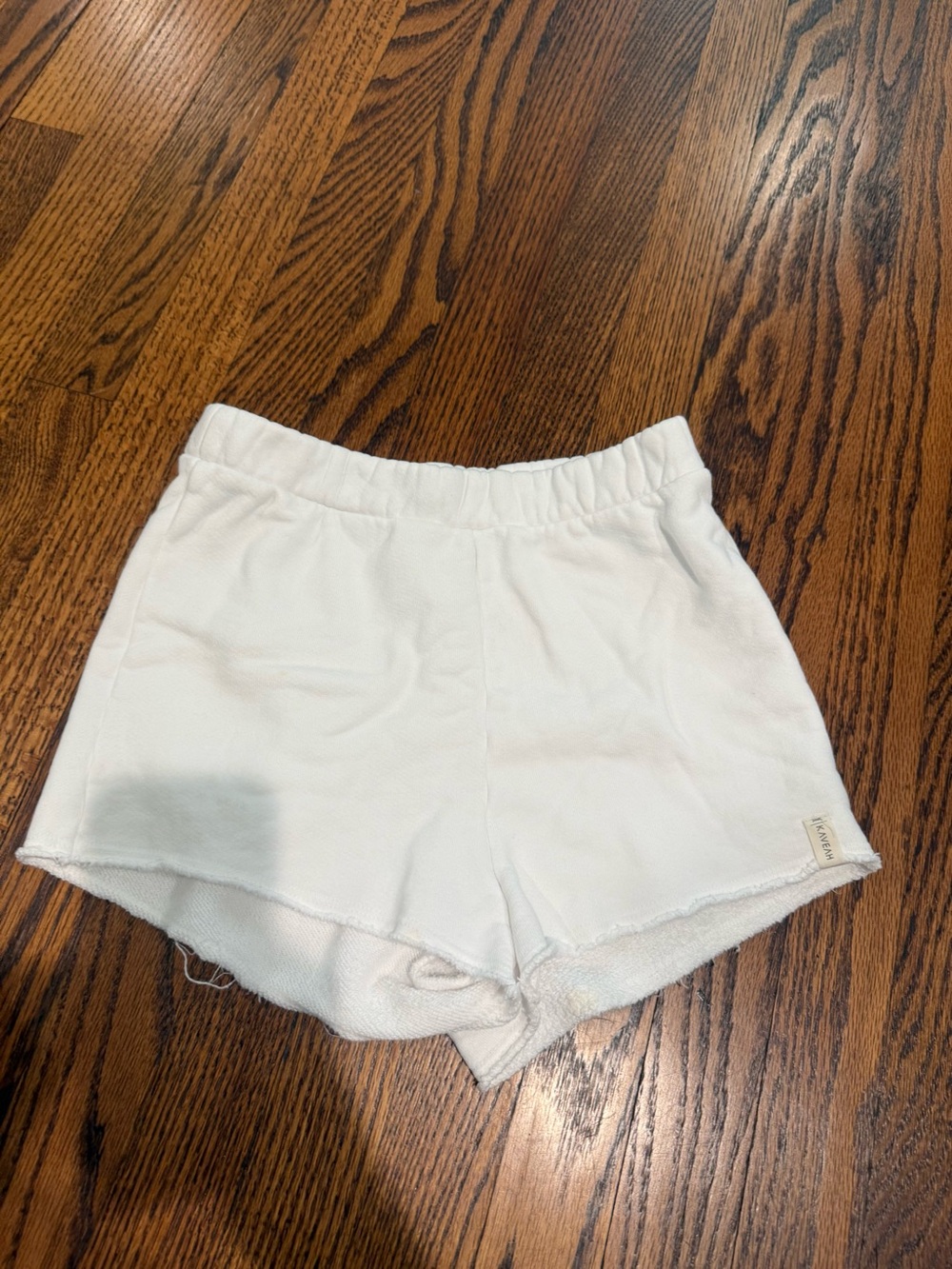 Women's White Elastic-Waist Athletic Shorts